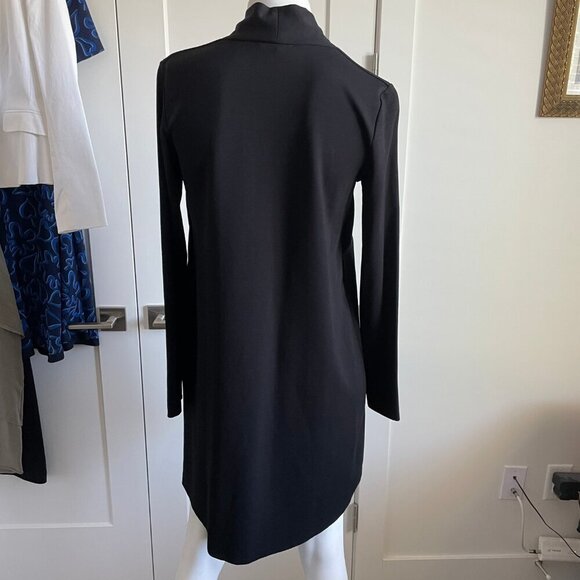 COS Minimalist Contemporary LS VNeck Lyocell Nylon Blend A Line Dress Black XS - Picture 4 of 13